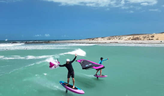 Cheri Jeri Wing Foil and Parawing action Jericoacoara with Balz Müller and Eva